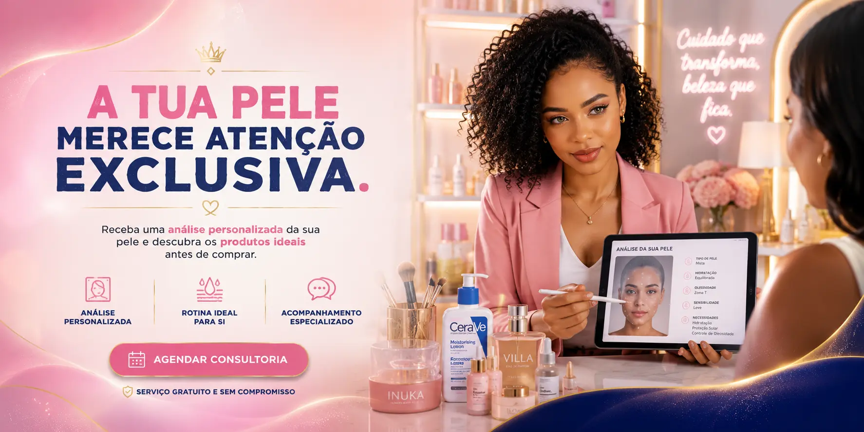 Consultoria de cuidados personalizados para pele